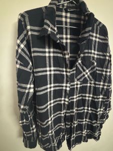 Korean Plaid Black Shirt