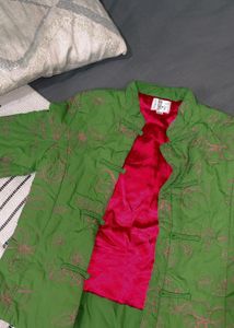 Embroidered Green Asian Jacket