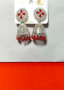 Red Jhumka Earrings