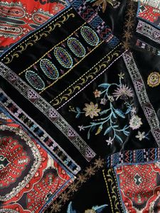 Embroidered Velvet Mini Skirt