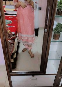 Pink Organza  Pant Kurta with Dupatta