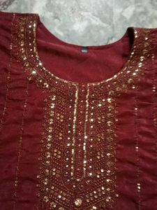 Maroon Salwar Kameez with Gold Embellishments