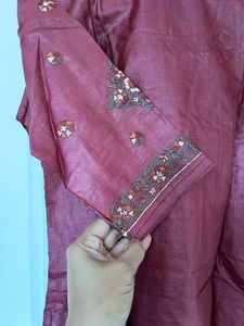 Tailored Tussar Silk Embroidered Kurti