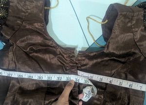 Brown Saree with Stones Work