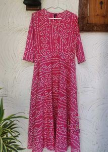 💓 Pink Anarkali Kurta with Side Dori