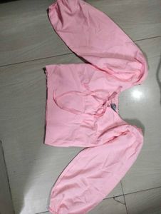 Pink off shoulder crop top