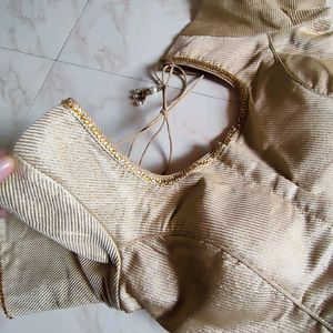 Elegant Gold Silk Blend Readymade Blouse