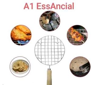 Wire Round Wooden Handle Roaster Papad Jali