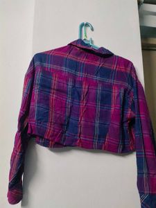 Cropped Plaid Flannel Shirt