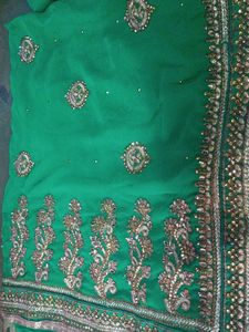Green Embroidered Fabric