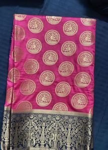 Pink &amp; Gold Peacock Saree