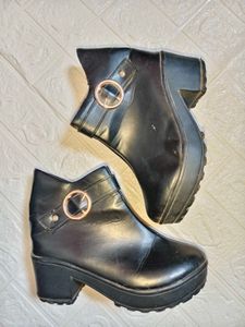 9 inches/UK 5 Black Ankle Boots
