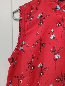 Allen Solly Floral Ruffled Red Top