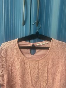 Honey Lace Peplum Pink Top