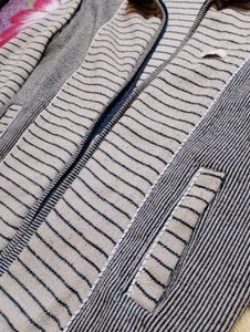 Striped Zip-Up Knit Jacket