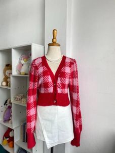 Bershka check knitted cardigan