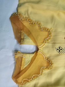 Yellow Kurti with Pearl Details