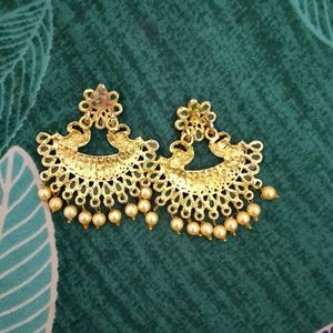 Emerald &amp; Pearl Peacock Earrings