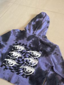 Purple Tie-Dye Cropped Hoodie – “VISIONS” Print