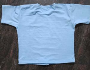 Blue Graphic Print Crop Top