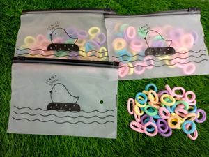 Set Of 3 Small Hair Ties With Zipper Pouches