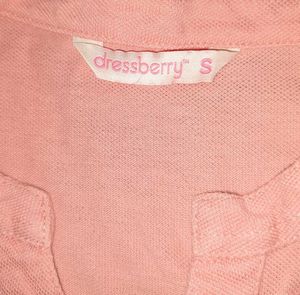 DressBerry Baby Pink Fitted Button Up Tshirt