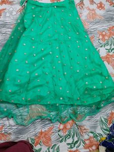 Green Embellished Blouse lehnga with Ruptta