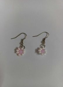 Sweet Blossom Pink White Handmade Beaded Earrings