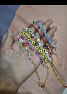 Beaded Flower Bracelet pack of 4