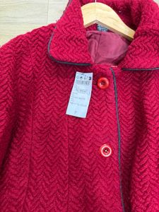 Korean Dark Red Herringbone Coat