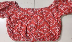 Orange Off Shoulder Crop Top