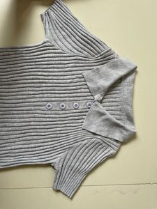 Ribbed Knit Polo Top