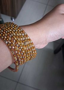 Golden Glass Bangles (10 Pieces)