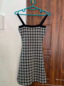 Black and White Plaid Mini Dress