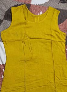 Women Blue Yellow Printed Kurta With Jacket
