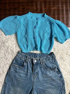 Cute Puffed Sleeves Top