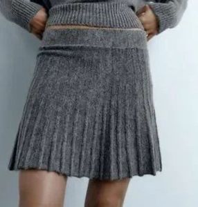Gray Knit Mini Skirt