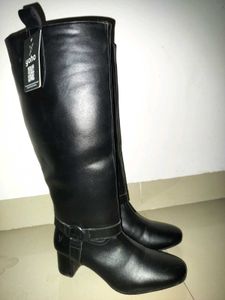 Knee Length Black Long Boots
