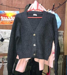 Gray Knit Cardigan