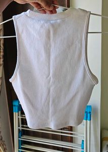 White Ribbed Tank Top