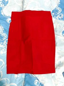 Red Button Detail Mini Skirt