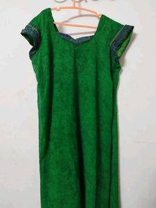 Leaf Green Kurta With Nice Neck Design