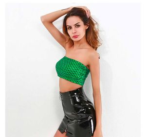 New Metallic Green Fish Scale Design Tube Top