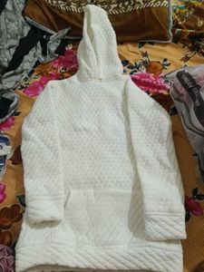 White Quilted Hoodie