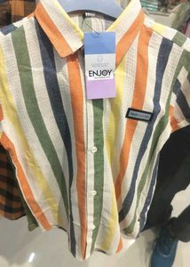 Striped Short Sleeve Button-Down Shirt New