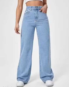 Ice Blue Women Wide Leg Denim Jeans