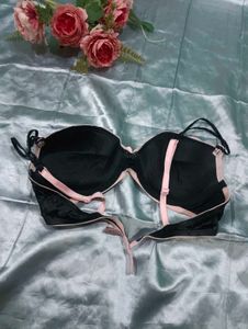 Elegant Black Bra with Pink Accents