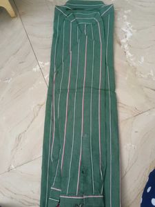 Mr. Button Striped Green Casual Shirt