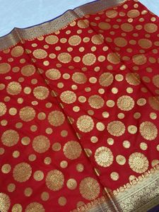 Bright Red and Purple Banarasi Heavy Dupatta