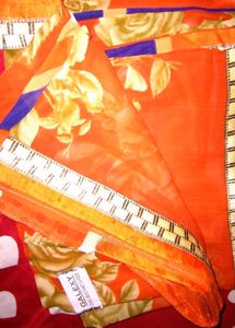 Floral Print Orange Saree